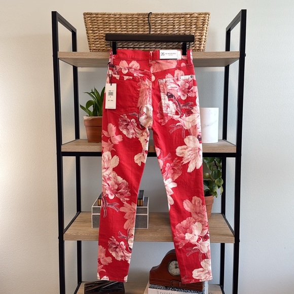 NWT 7 For All Mankind The High Waist Ankle Skinny Floral Print Jeans, 26 - Picture 4 of 12